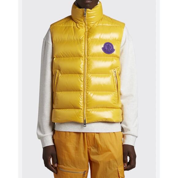 Moncler 1952 Park Down Puffer Vest Yellow Men Size 3 Zip Front - Picture 5 of 16